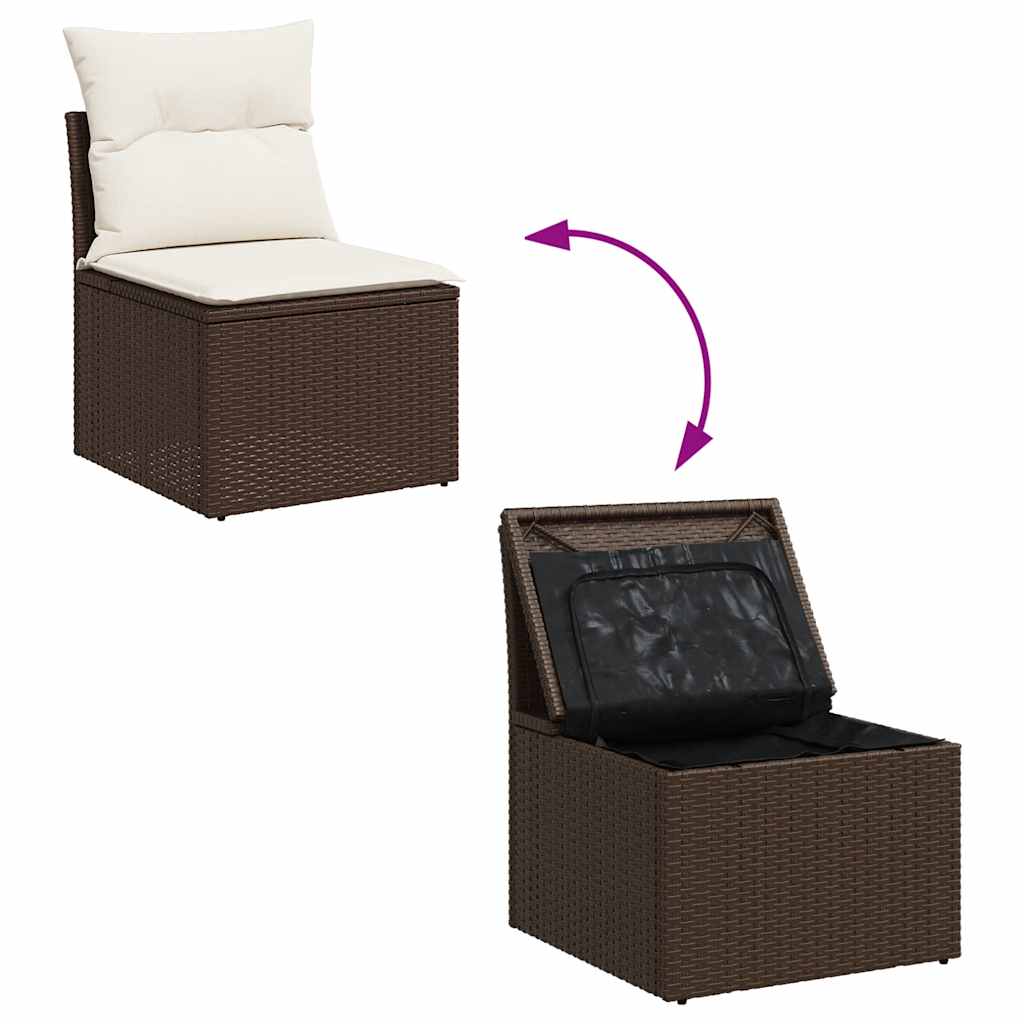 7 részes barna polyrattan kerti ülőgarnitúra párnákkal