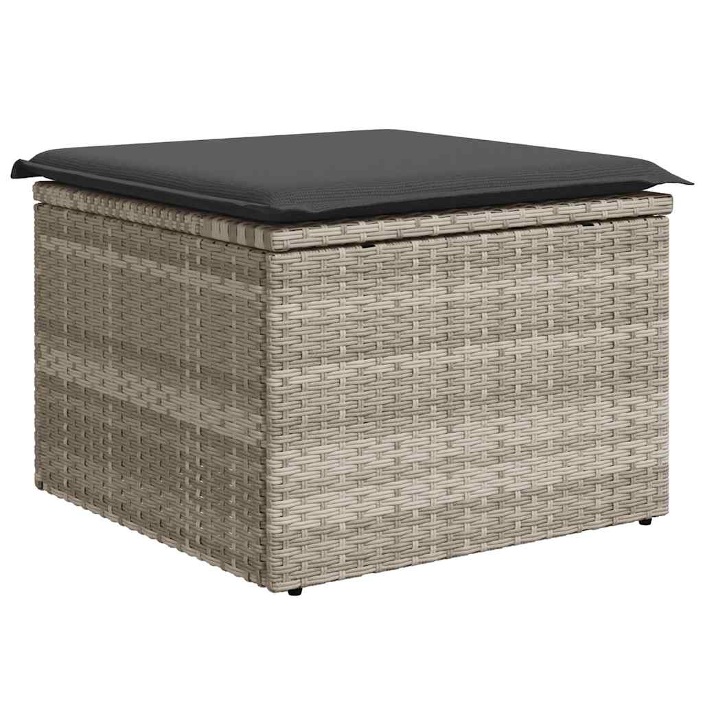 6 részes világosszürke polyrattan kerti ülőgarnitúra párnákkal