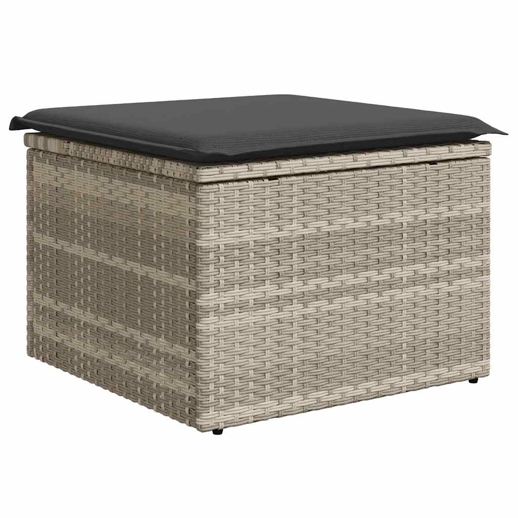 8 részes világosszürke polyrattan kerti ülőgarnitúra párnával