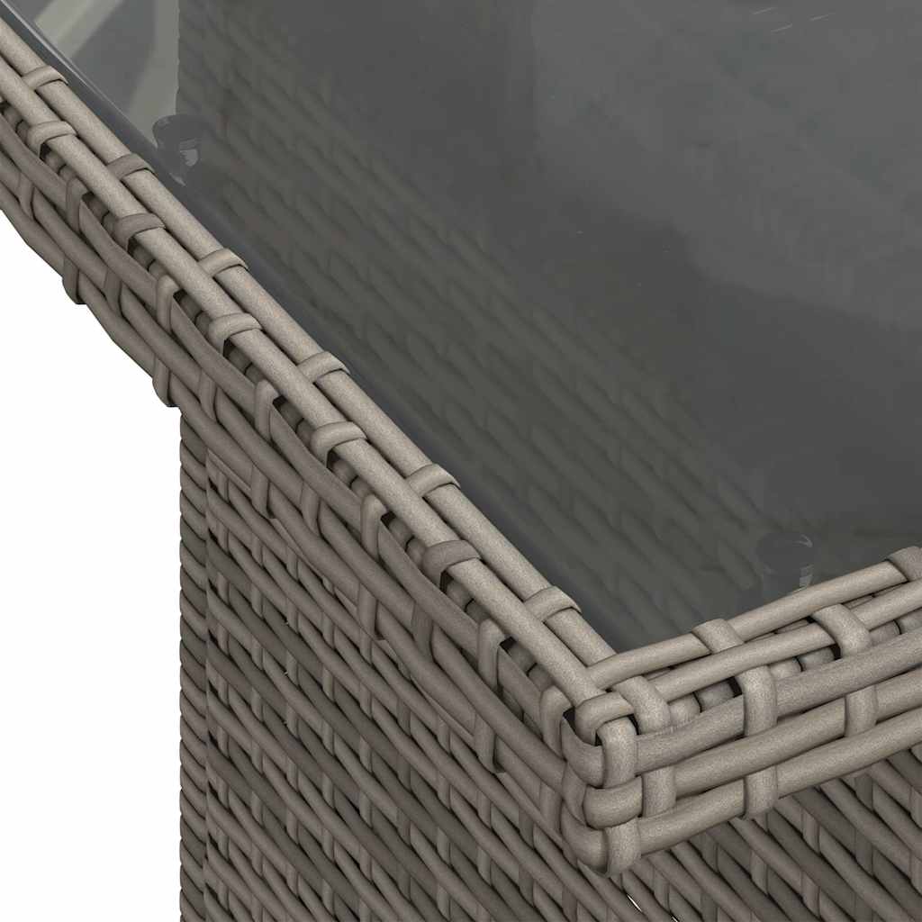 7 részes szürke polyrattan akácfa kerti ülőgarnitúra párnával