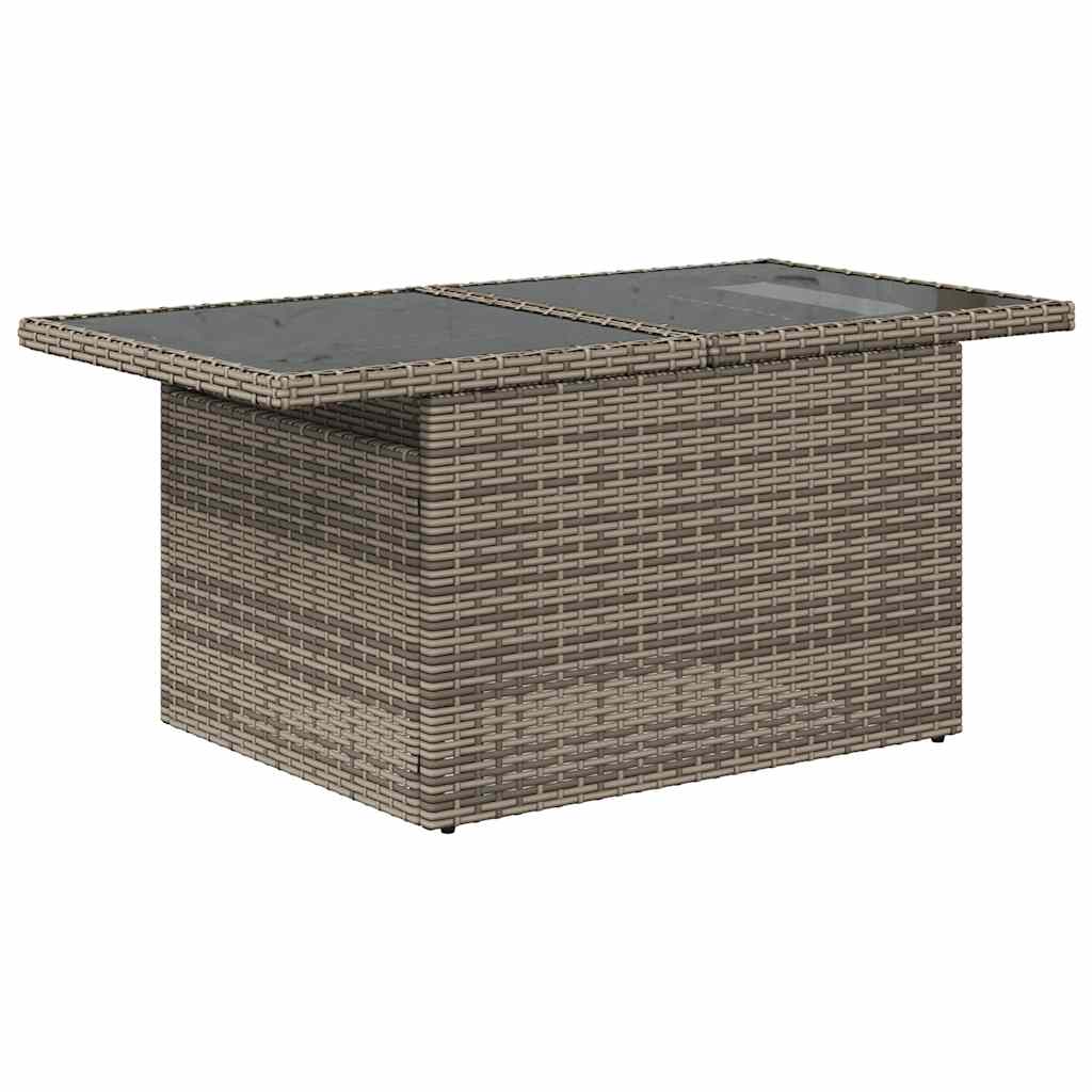6 részes szürke polyrattan akácfa kerti ülőgarnitúra párnákkal