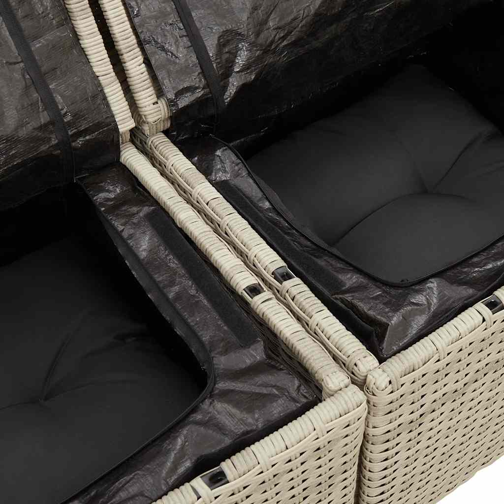 5 részes világosszürke polyrattan kerti ülőgarnitúra párnákkal