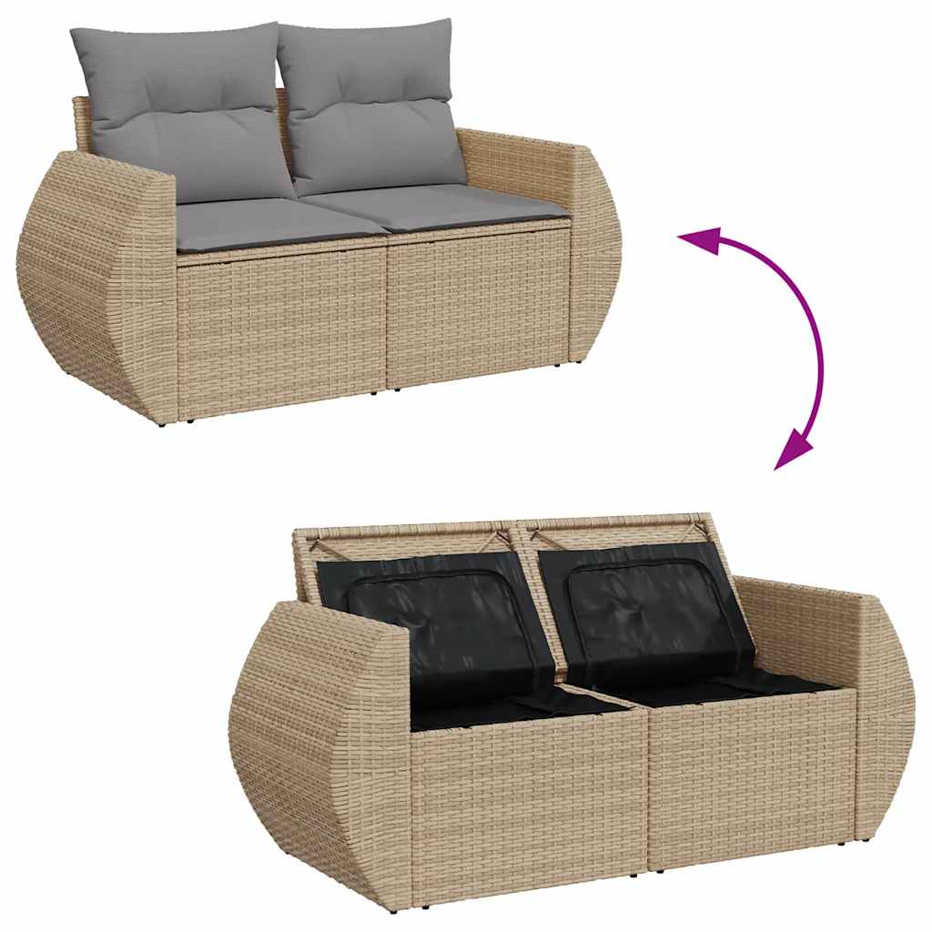 6 részes bézs polyrattan kerti ülőgarnitúra párnával