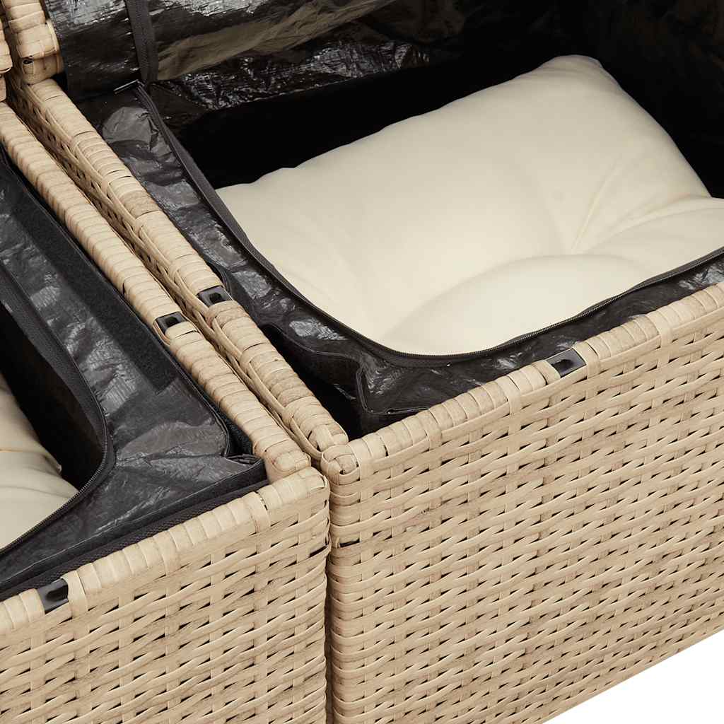 7 részes bézs polyrattan kerti ülőgarnitúra párnákkal