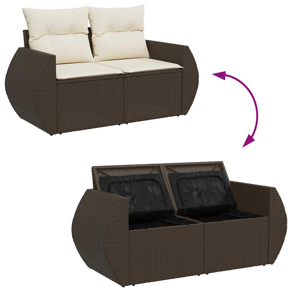 8 részes barna polyrattan kerti ülőgarnitúra párnákkal