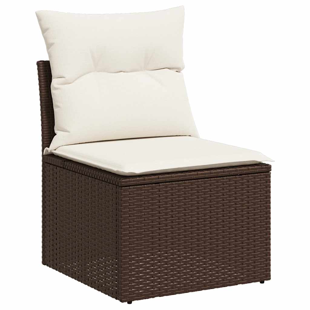 9 részes barna polyrattan kerti ülőgarnitúra párnákkal