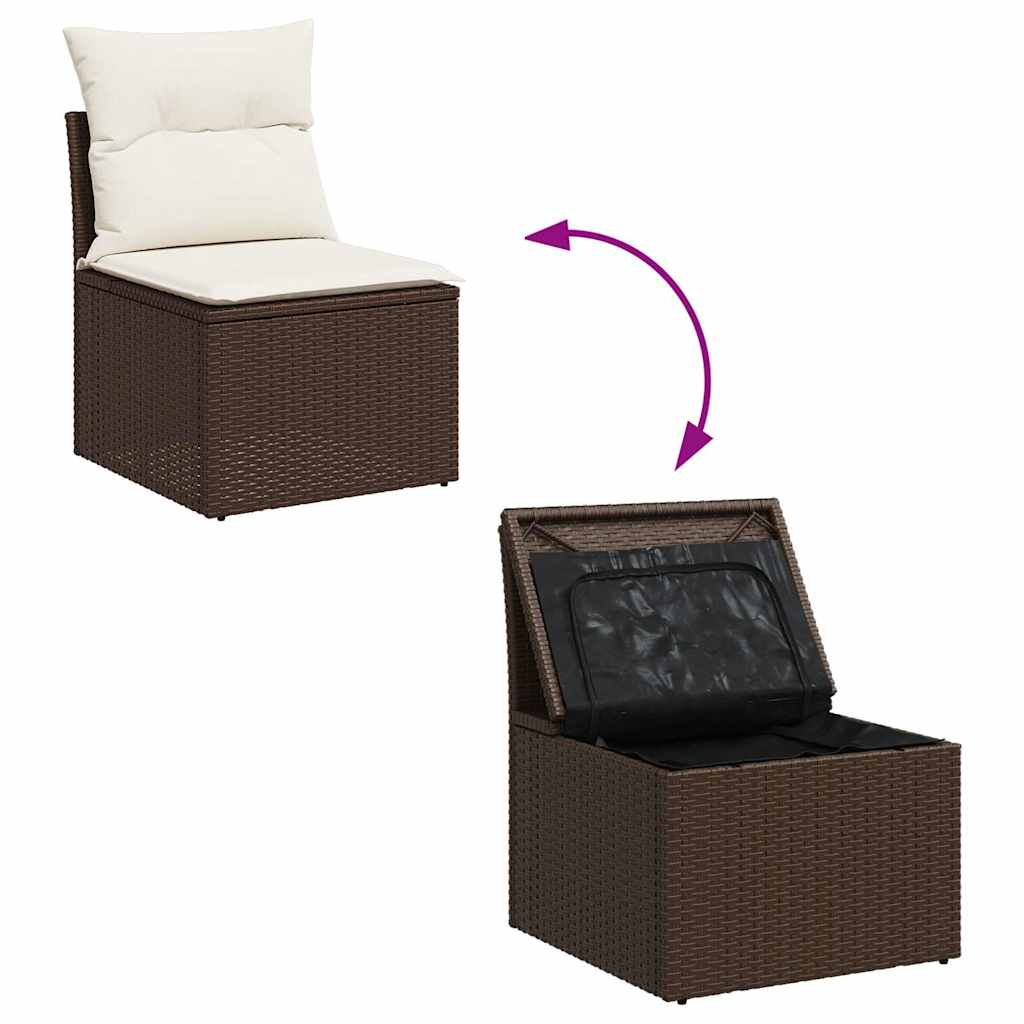 9 részes barna polyrattan kerti ülőgarnitúra párnákkal