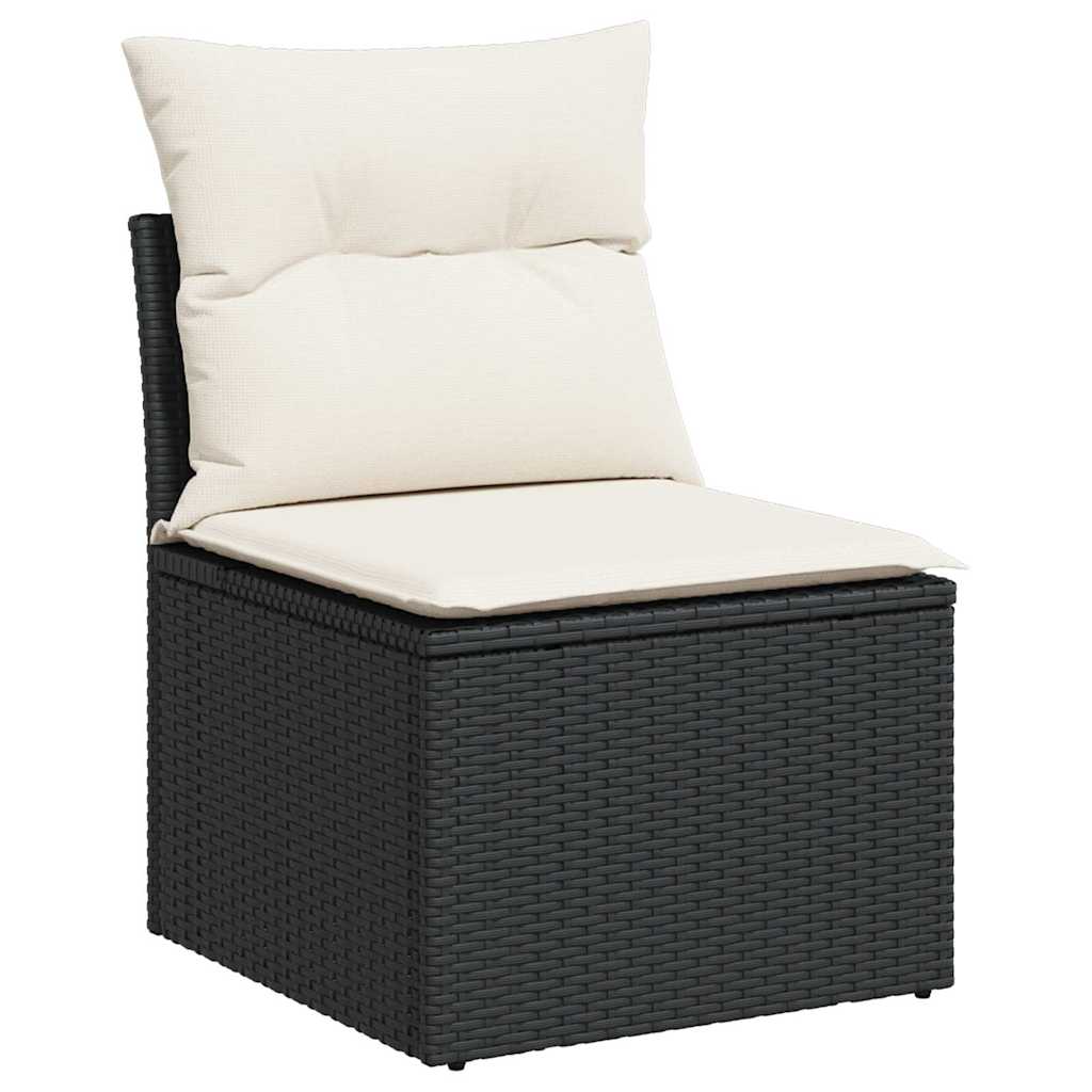 6 részes fekete polyrattan kerti ülőgarnitúra párnákkal