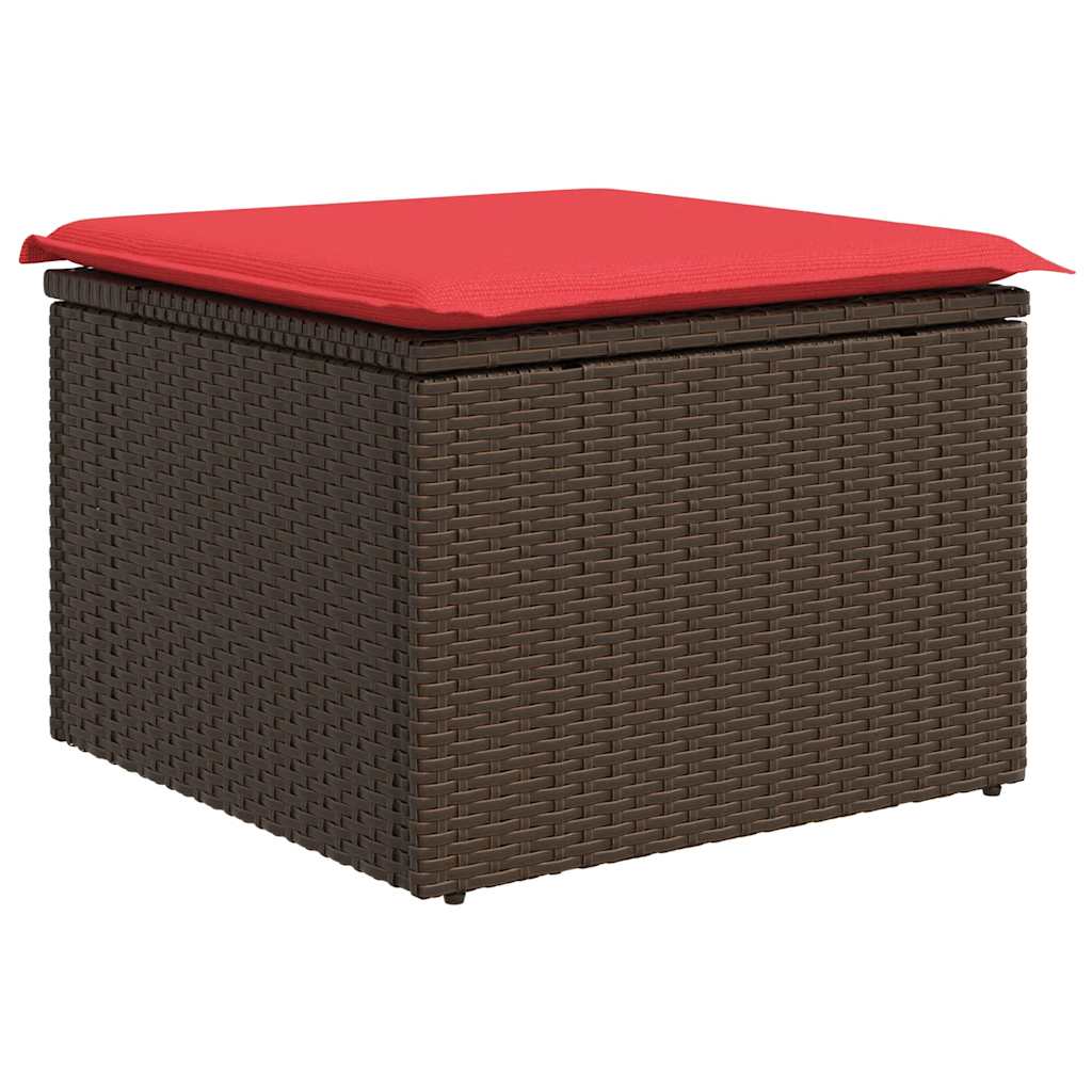 6 részes barna polyrattan akácfa kerti ülőgarnitúra párnával