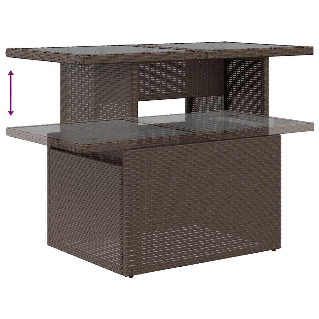 5 részes barna polyrattan akácfa kerti ülőgarnitúra párnával