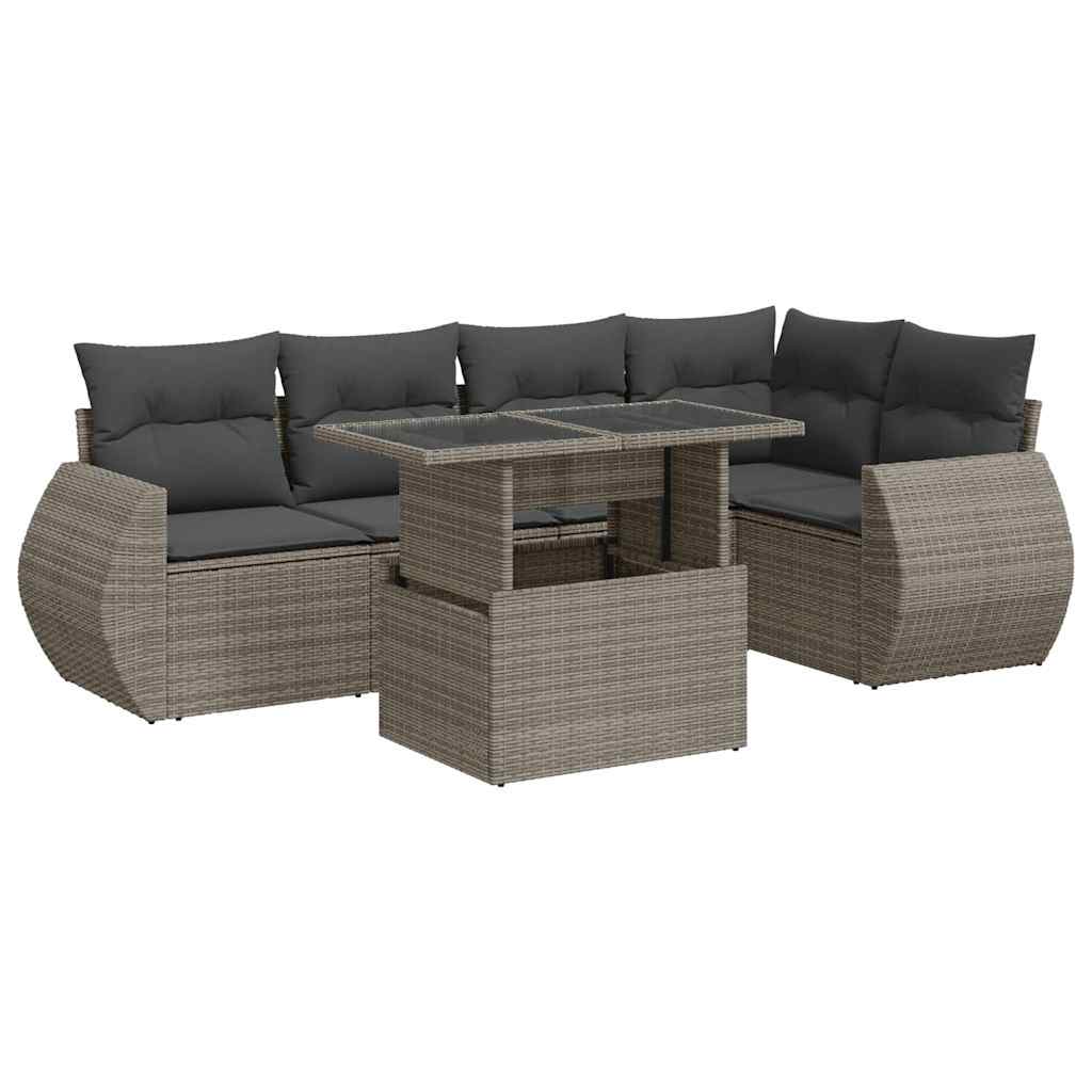 6 részes szürke polyrattan kerti ülőgarnitúra párnákkal