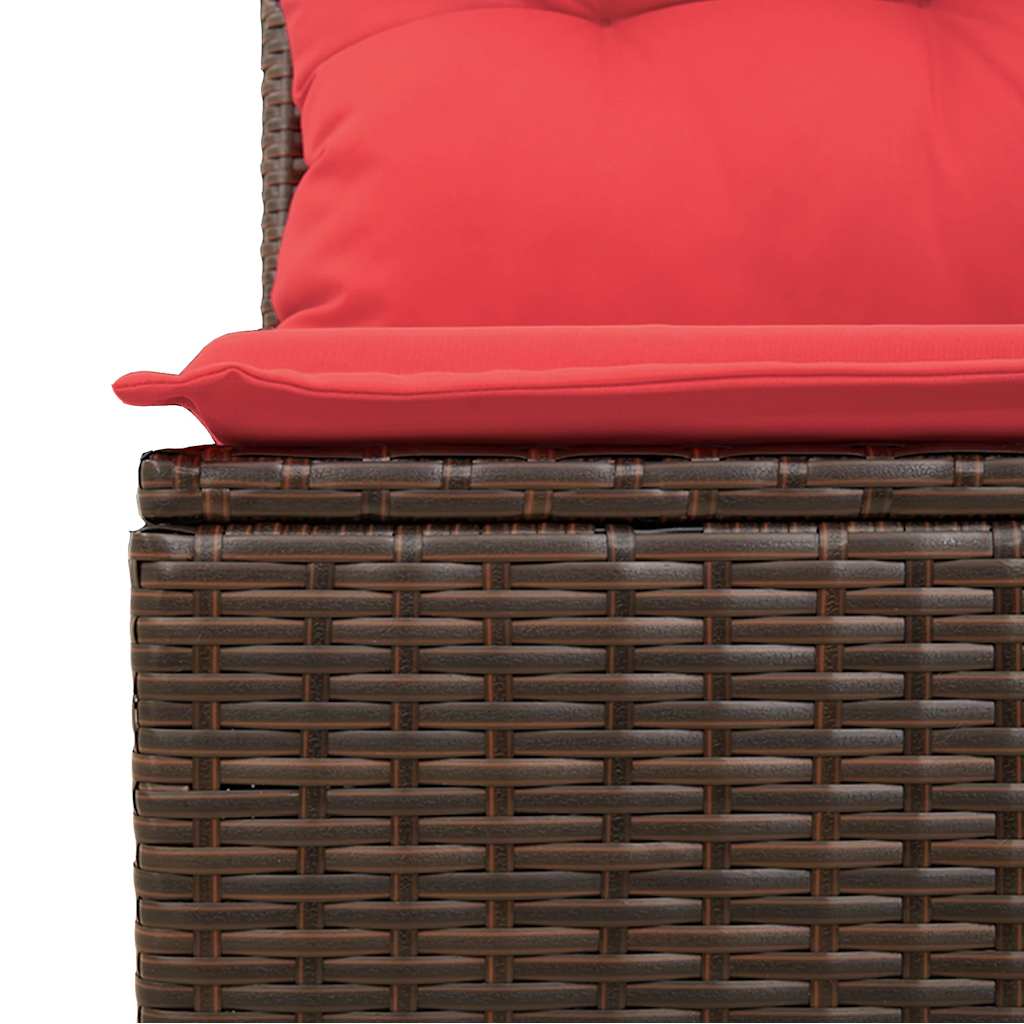 5 részes barna polyrattan akácfa kerti ülőgarnitúra párnával