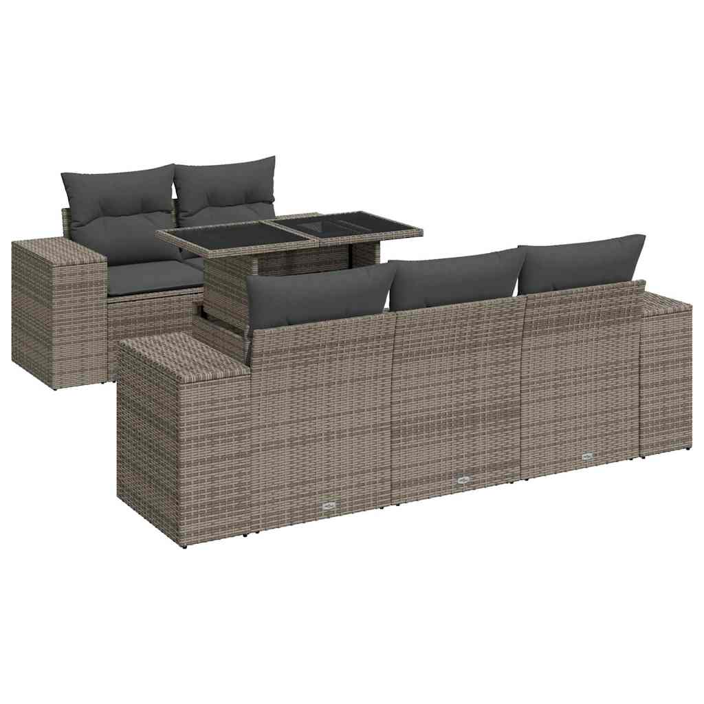 6 részes szürke polyrattan kerti ülőgarnitúra párnákkal