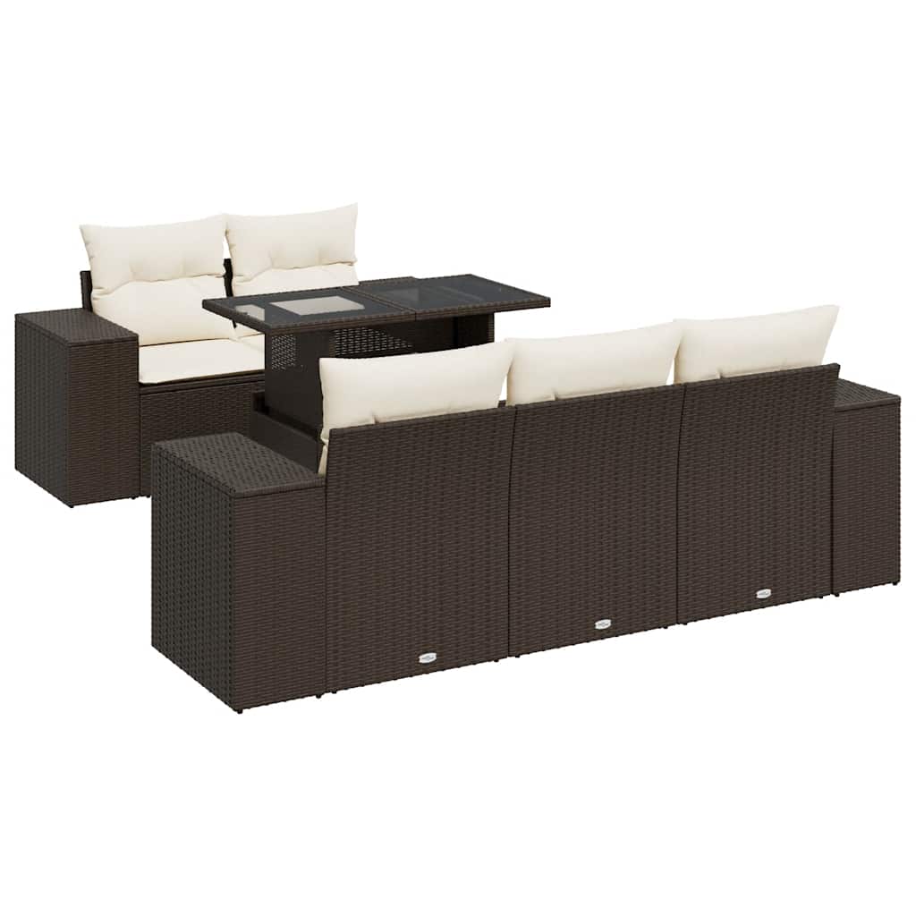 6 részes barna polyrattan kerti ülőgarnitúra párnával
