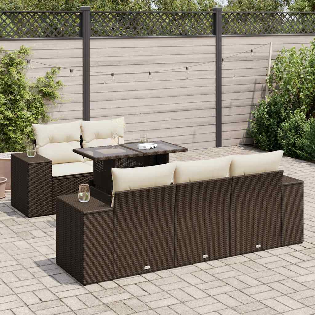 6 részes barna polyrattan kerti ülőgarnitúra párnával