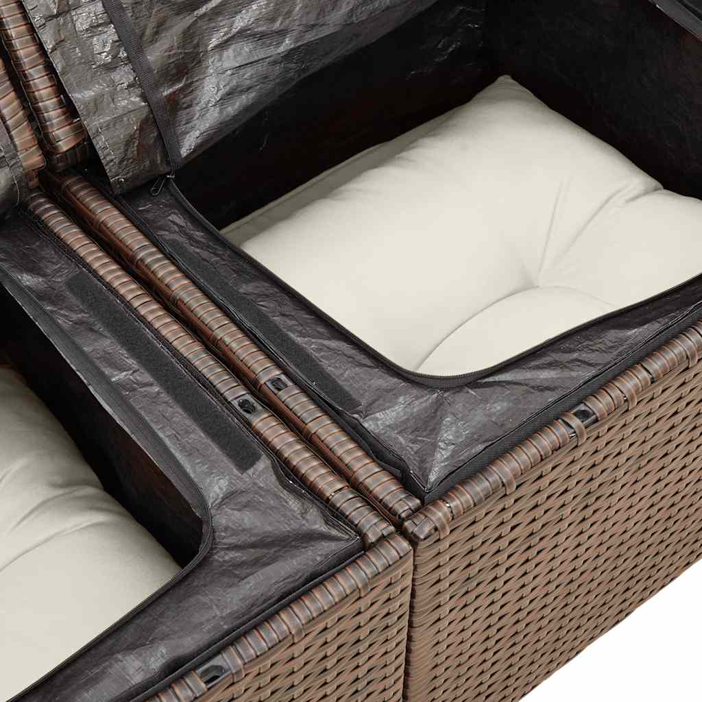 7 részes barna polyrattan kerti ülőgarnitúra párnákkal