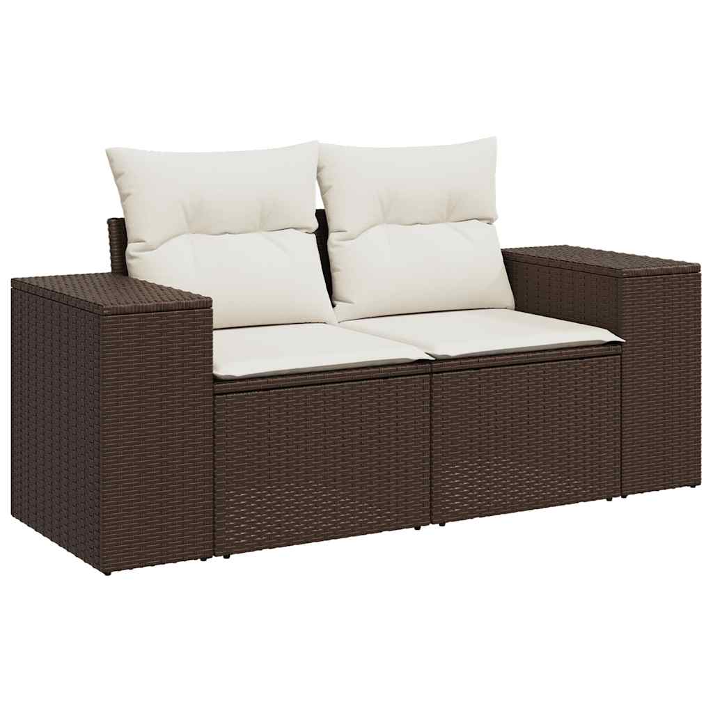 7 részes barna polyrattan kerti ülőgarnitúra párnákkal