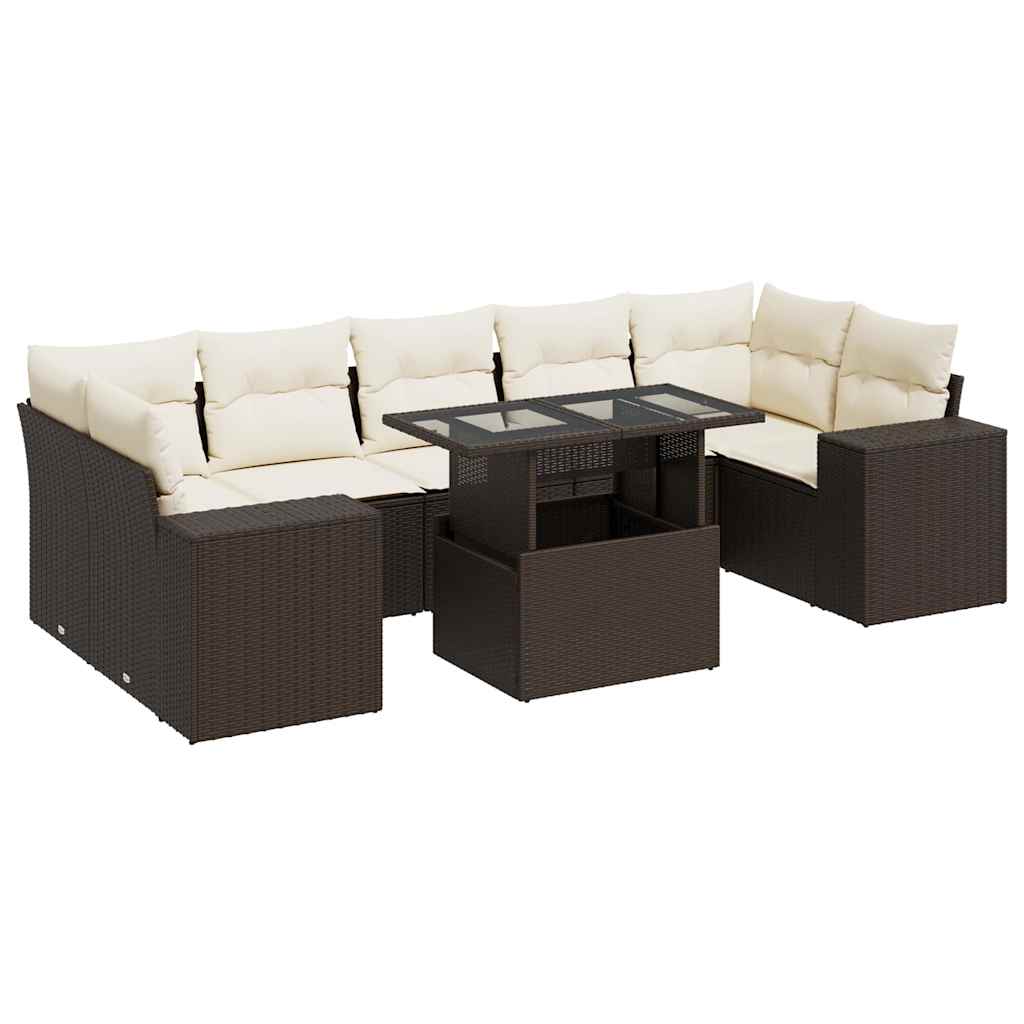 8 részes barna polyrattan kerti ülőgarnitúra párnákkal