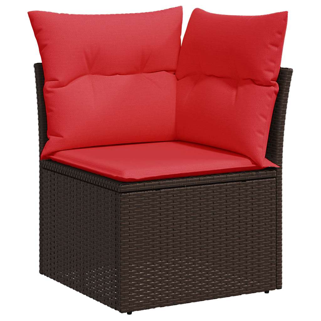8 részes barna polyrattan akácfa kerti ülőgarnitúra párnákkal