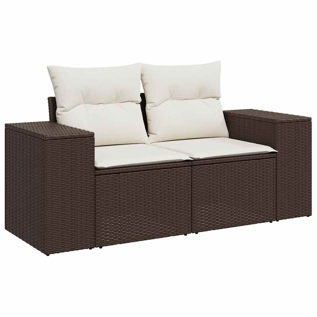 9 részes barna polyrattan kerti ülőgarnitúra párnákkal