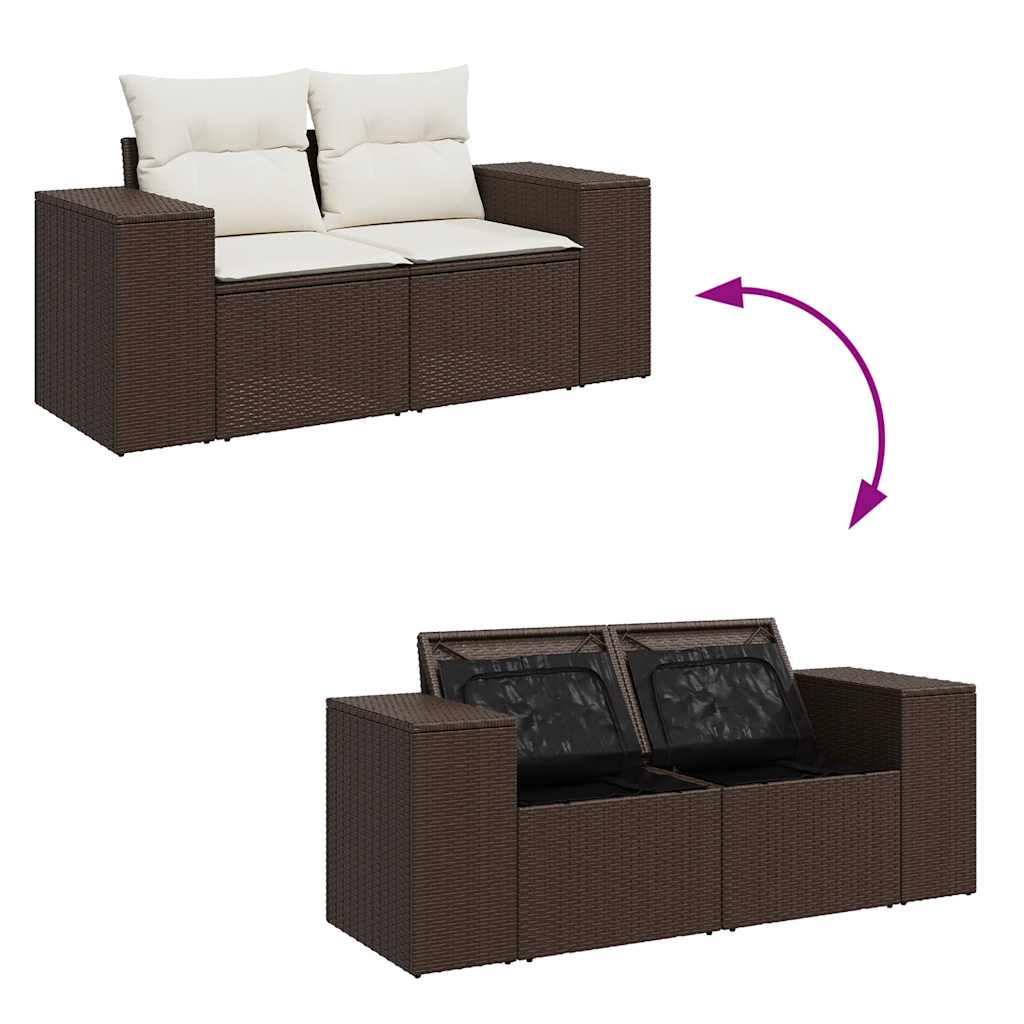 9 részes barna polyrattan kerti ülőgarnitúra párnákkal
