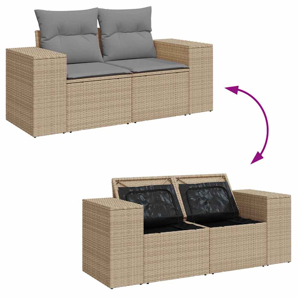 6 részes bézs polyrattan kerti ülőgarnitúra párnával