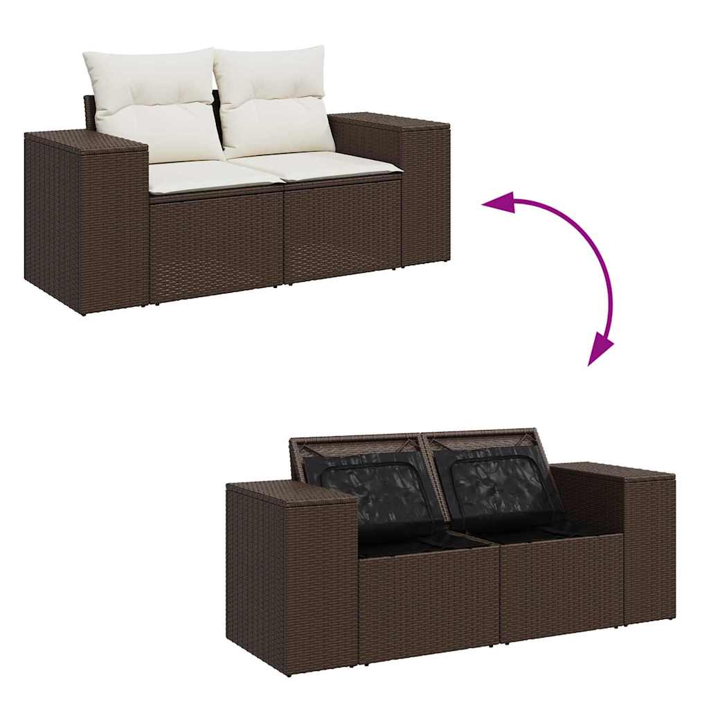 5 részes barna polyrattan kerti ülőgarnitúra párnával