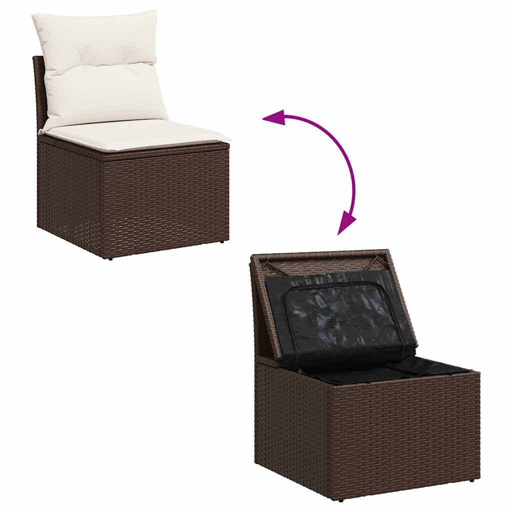 5 részes barna polyrattan kerti ülőgarnitúra párnával