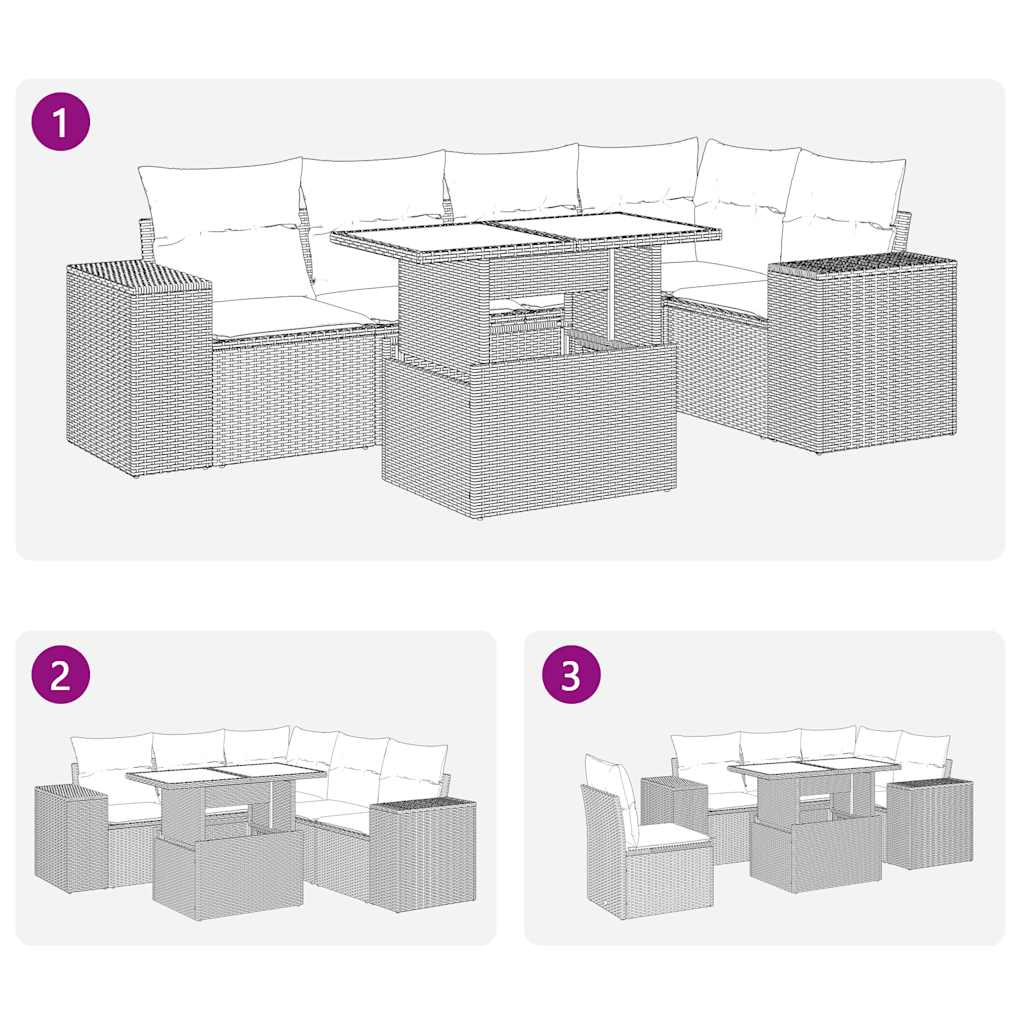 6 részes barna polyrattan kerti ülőgarnitúra párnával