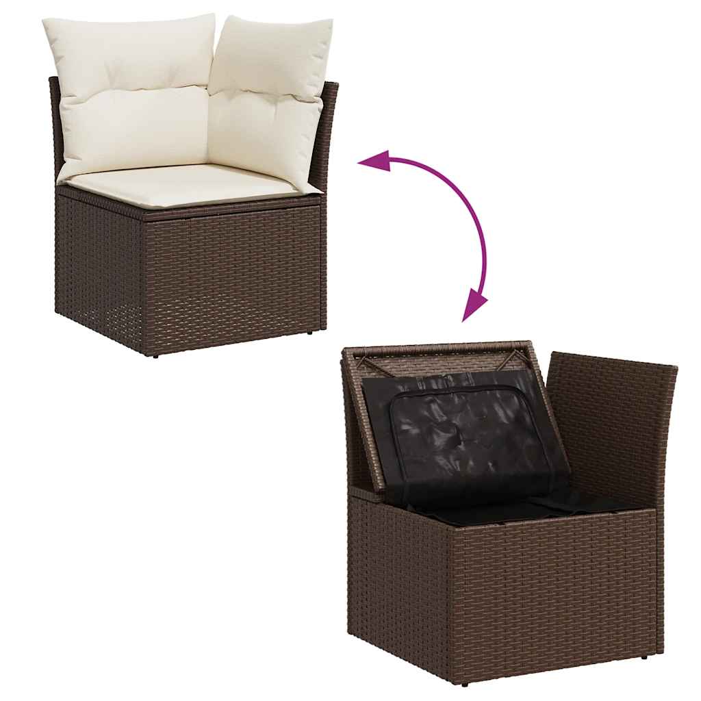 9 részes barna polyrattan kerti ülőgarnitúra párnákkal