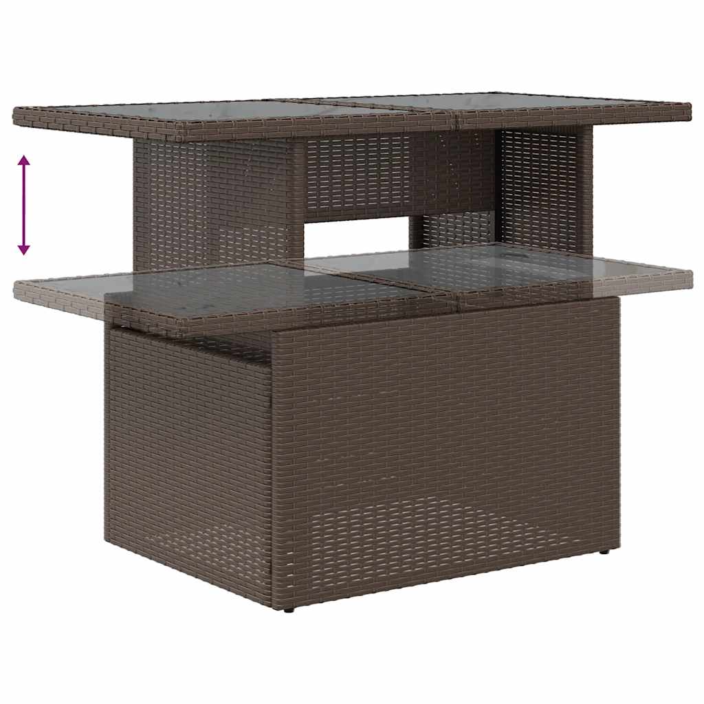 9 részes barna polyrattan akácfa kerti ülőgarnitúra párnákkal