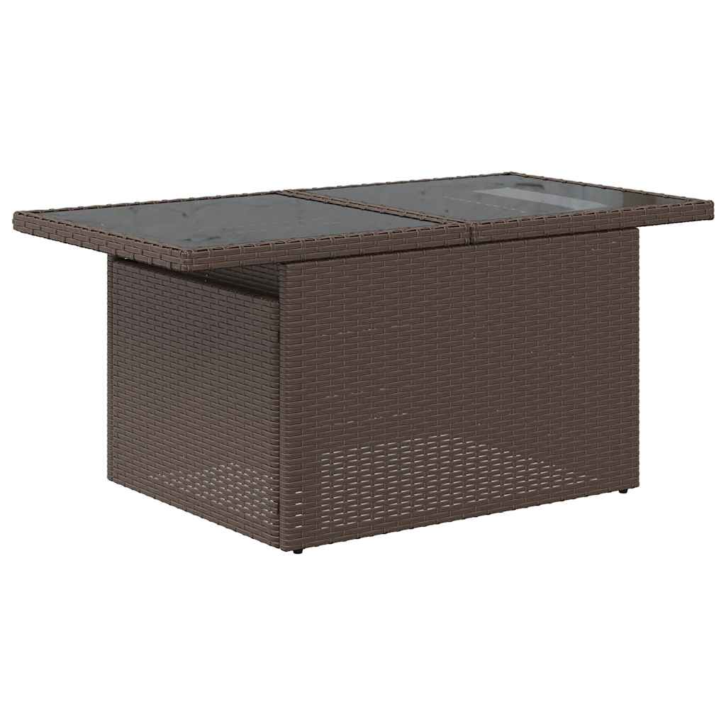9 részes barna polyrattan akácfa kerti ülőgarnitúra párnákkal