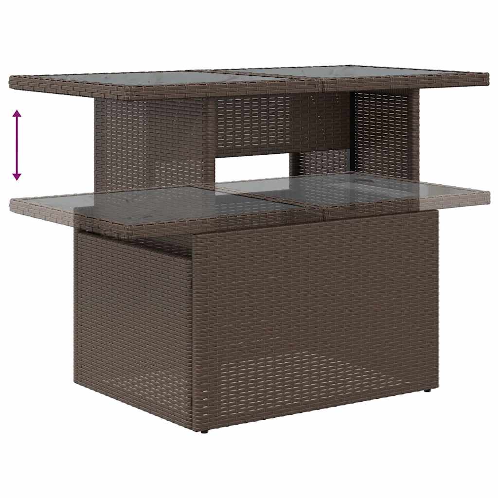 9 részes barna polyrattan akácfa kerti ülőgarnitúra párnákkal
