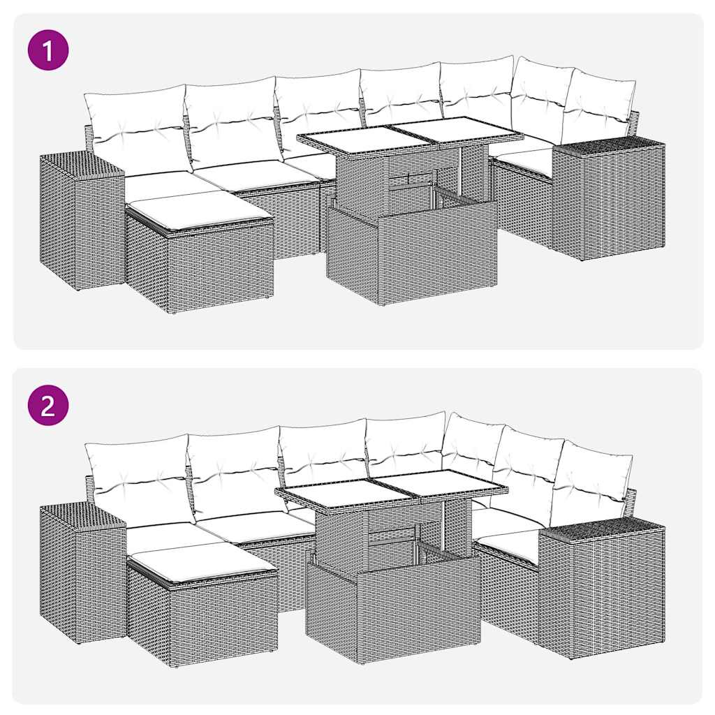 8 részes szürke polyrattan akácfa kerti ülőgarnitúra párnákkal