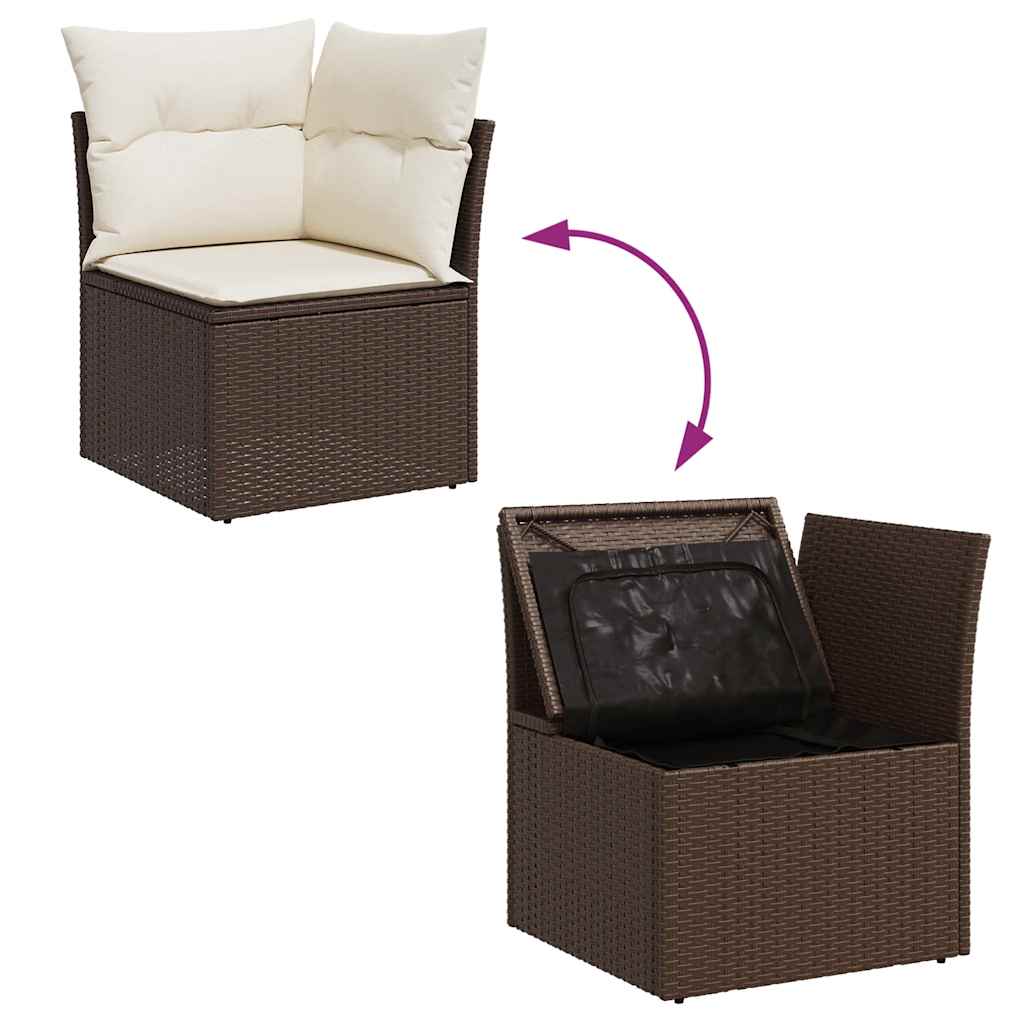 11 részes barna polyrattan kerti ülőgarnitúra párnákkal