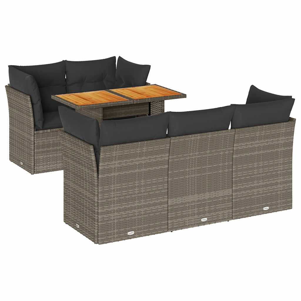 6 részes szürke polyrattan kerti ülőgarnitúra párnákkal