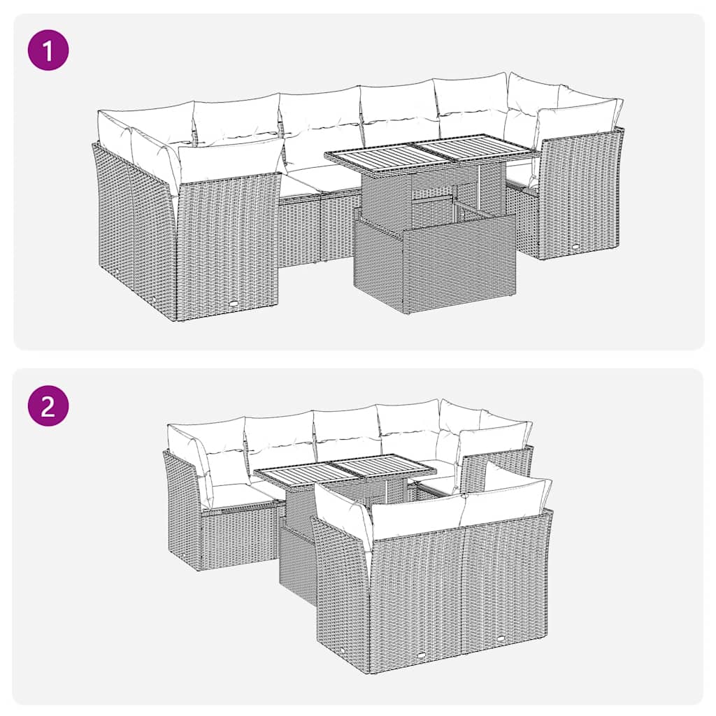8 részes szürke polyrattan kerti ülőgarnitúra párnákkal