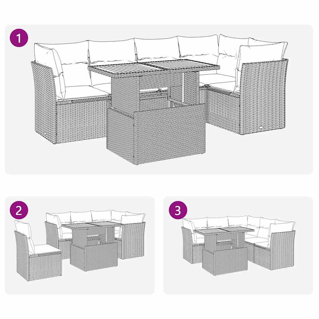 6 részes szürke polyrattan kerti ülőgarnitúra párnákkal
