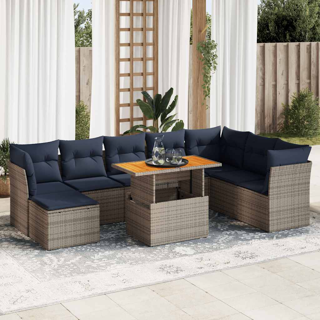 6 részes szürke polyrattan kerti ülőgarnitúra párnákkal