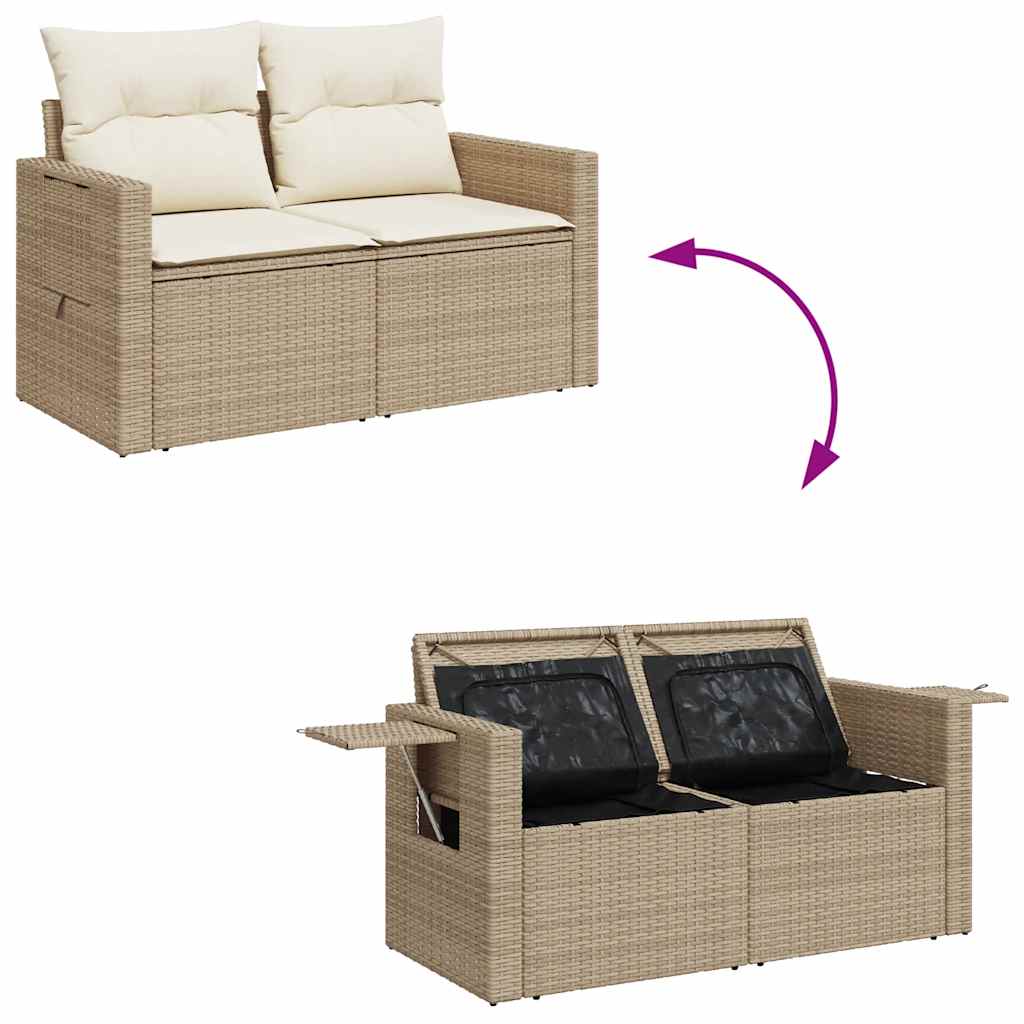 9 részes bézs polyrattan kerti ülőgarnitúra párnákkal