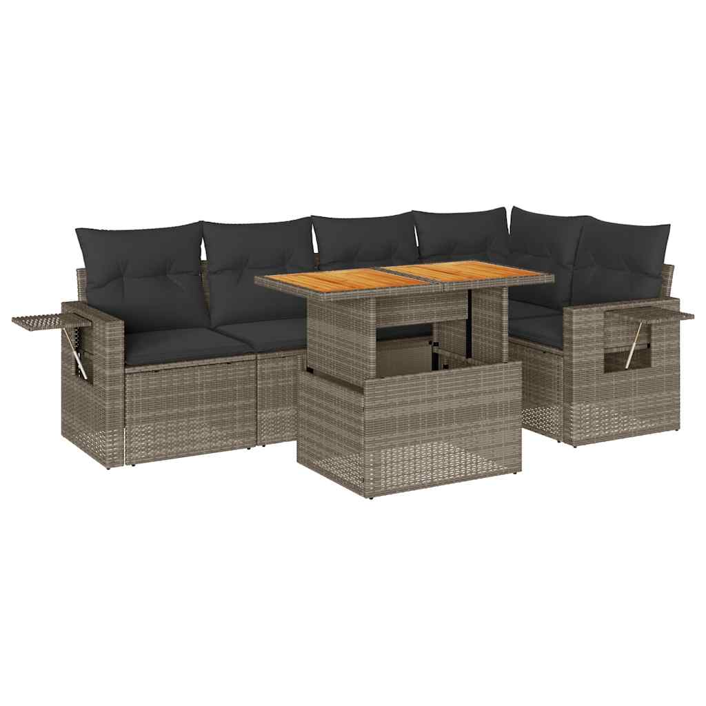 6 részes szürke polyrattan kerti ülőgarnitúra párnákkal