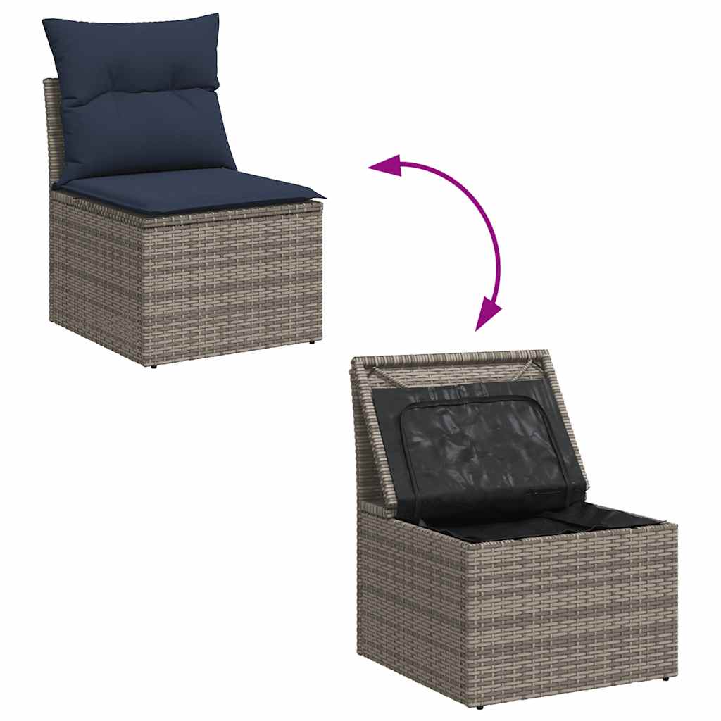 6 részes szürke polyrattan kerti ülőgarnitúra párnákkal