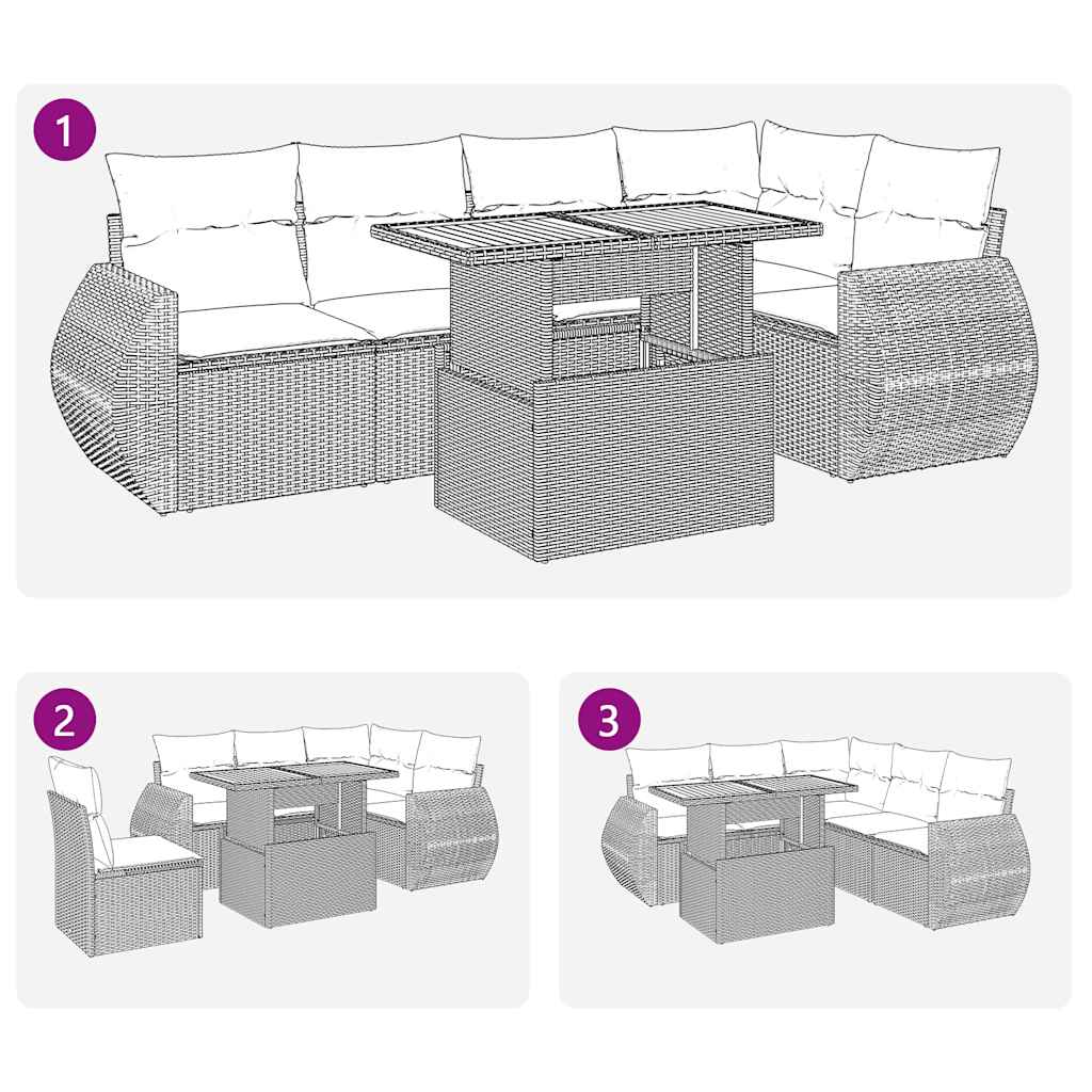 6 részes szürke polyrattan kerti ülőgarnitúra párnákkal