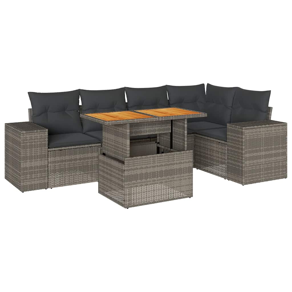 6 részes szürke polyrattan kerti ülőgarnitúra párnákkal
