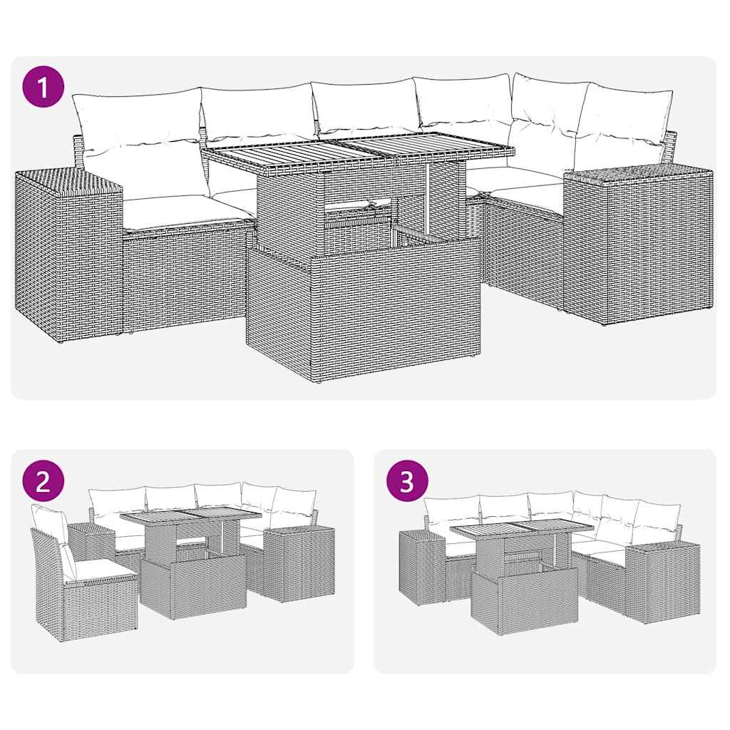 6 részes szürke polyrattan kerti ülőgarnitúra párnákkal