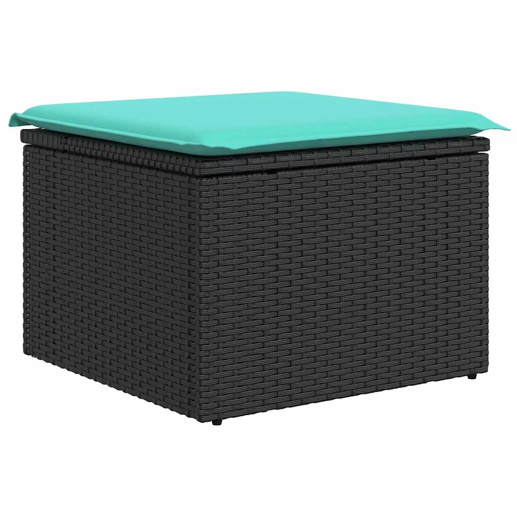 9 részes fekete polyrattan kerti ülőgarnitúra párnákkal