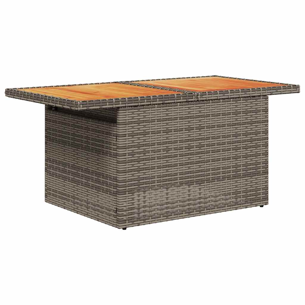 5 részes szürke polyrattan akácfa kerti ülőgarnitúra párnákkal