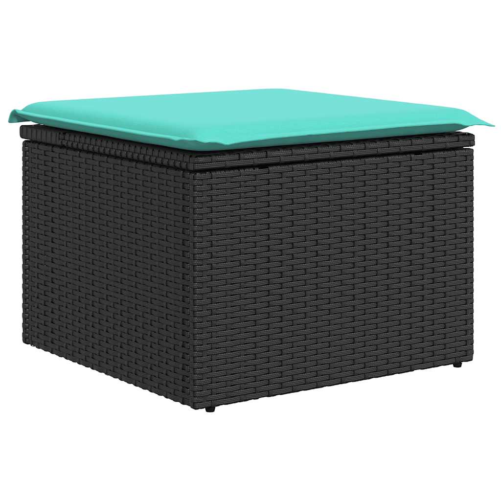 7 részes fekete polyrattan kerti ülőgarnitúra párnával