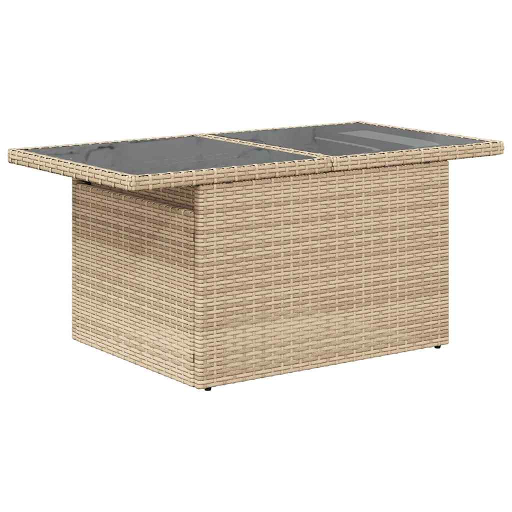 8 részes bézs polyrattan akácfa kerti ülőgarnitúra párnával