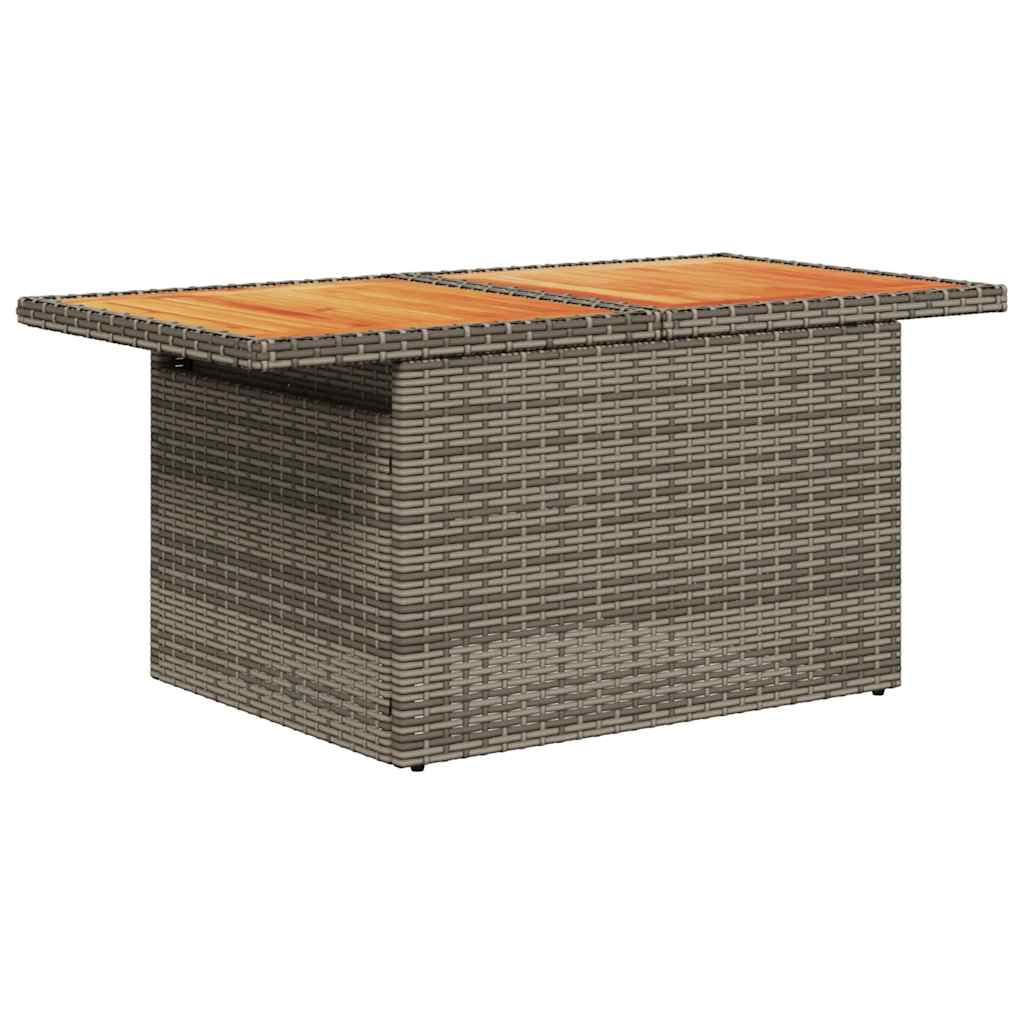 8 részes szürke polyrattan akácfa kerti ülőgarnitúra párnákkal